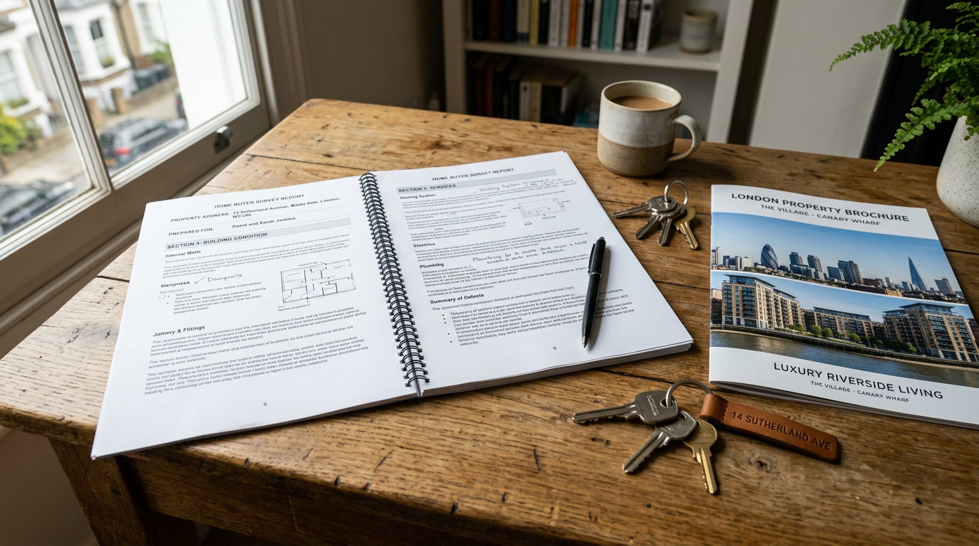 Schedule of condition survey report documents and photographs for a London property